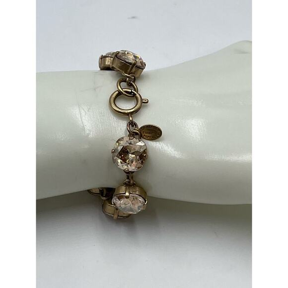Catherine Popesco France 
12mm Champagne Cushion Cut Crystal Goldtone Bracelet - Picture 6 of 12